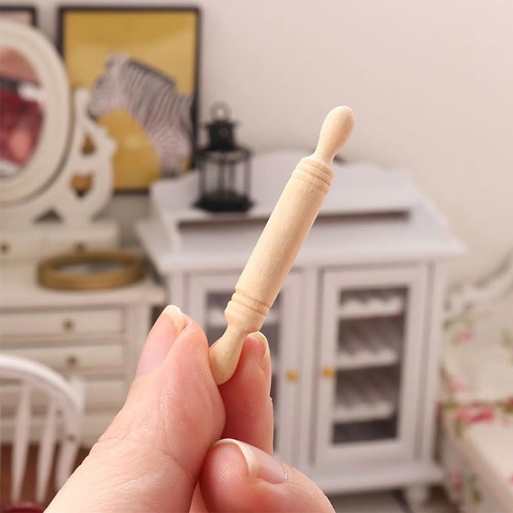 FUN 72pcs Mini Rolling P for Crafts Small Wooden Rolling P for Kids Wood Dough Roller Models for Baking Dollhouse Kichen Accessories - 1.96 Inch