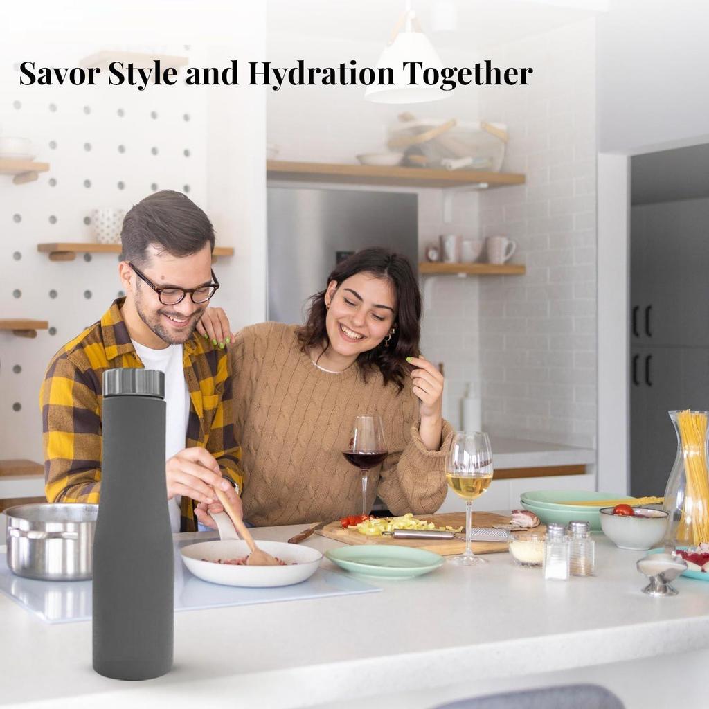 Water Bottle (1 Litre, Premium Stainless Steel, Misty Slate) Bottle for Fridge, School, Outdoor, Gym, Home and Office, Scratch-Resistant