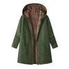  Women's Fleece Hooded Sweatshirt Print Trench Coat Thick Warm Top