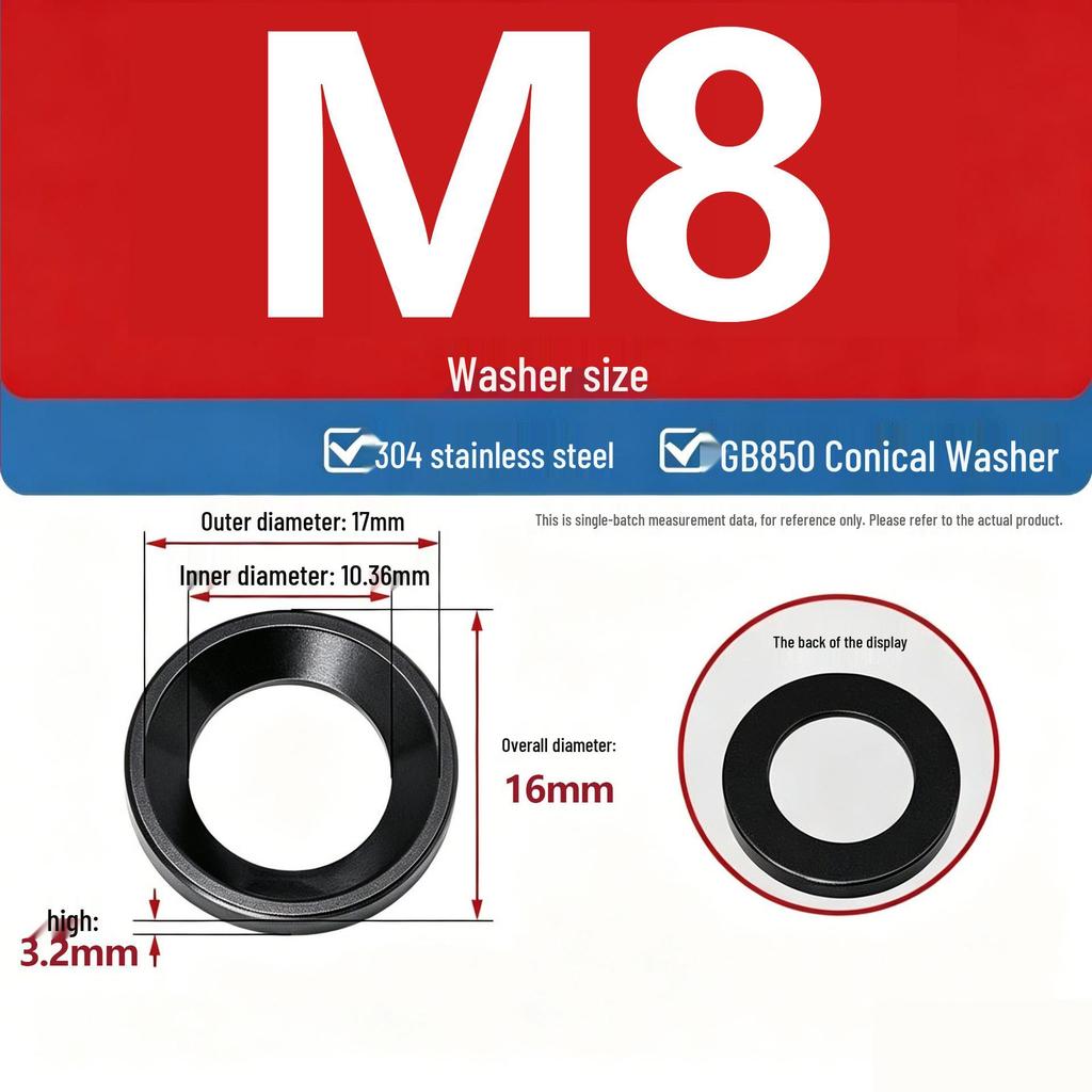 304 Stainless Steel Conical, Spherical, and Concave Convex Washers (M6, M8, M10, M12)