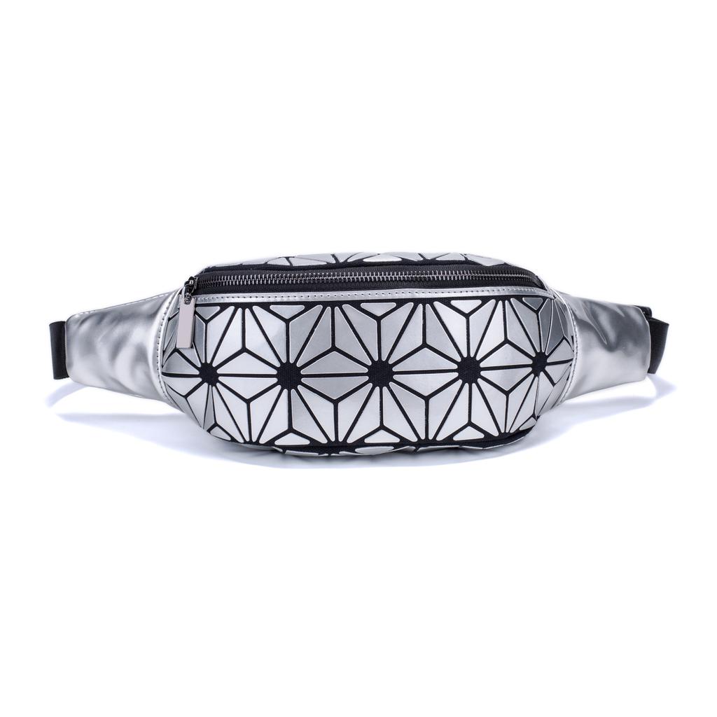 Genți de piept matlasate cu geometrie luminoasă laser pentru femei, genți de talie la modă, colorate, genți fanny cu paiete, genți crossbody pentru femei