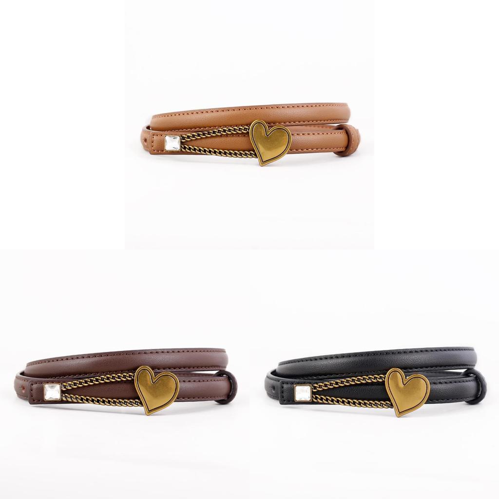 Womens Leather Belt With Heart Chain For Casual And Office Wear