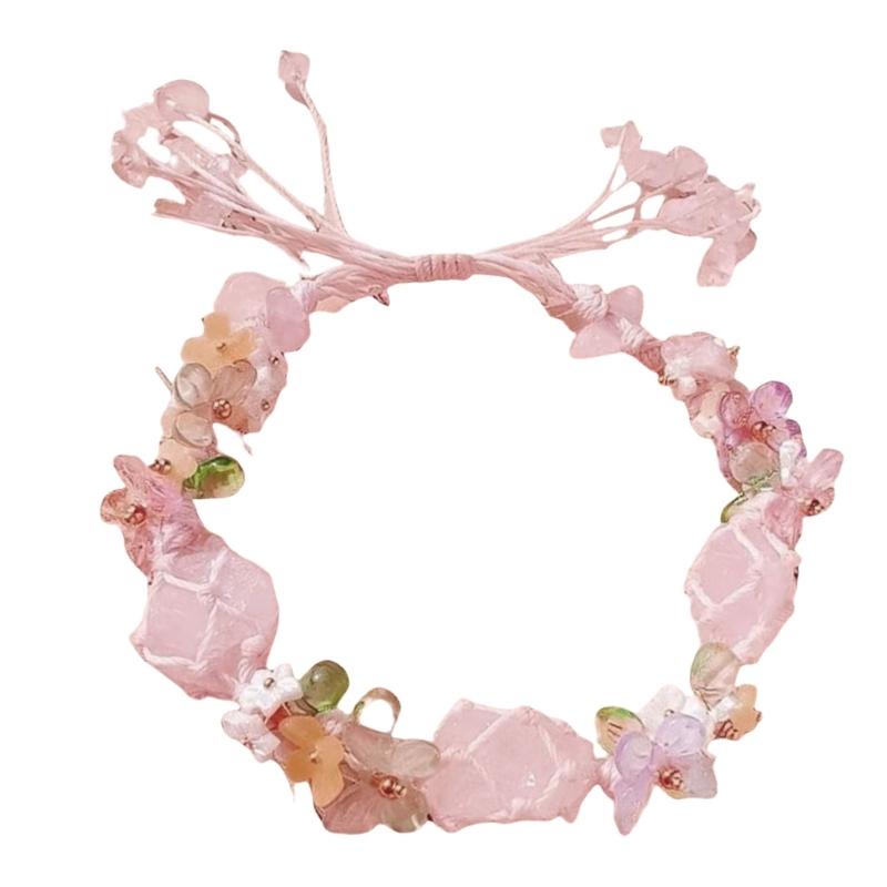 Ručně vyráběný pletený náramek s přírodními surovými kameny, energetická síťová vazba, drahokamy, estetické módní šperky pro dospělé