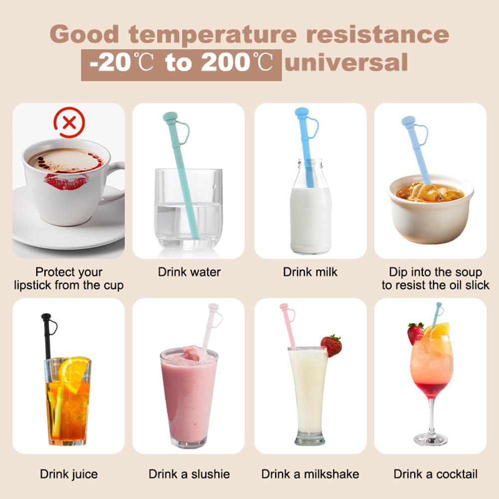 Silicone Replacement Straw with Straw Tip Long Reusable Straw Drinking Straw for Stanley 20/30/40oz Cup Accessories