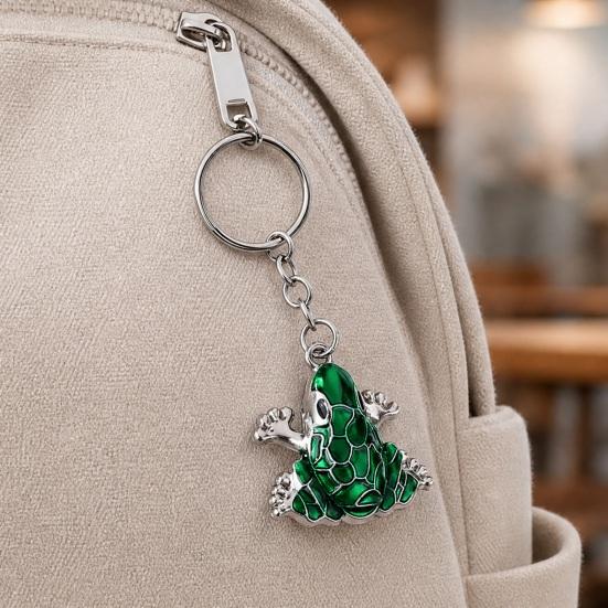 4Pcs Keychain Pendant, Zinc Alloy Frog Shape Key Ring with Chain Design, Key Chain for Keys Backpacks School Bag Accessory