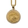 HIP Hop Round 316L Stainless Steel Mens Eagle Pendant Necklace with Rhinestone Jewelry Men