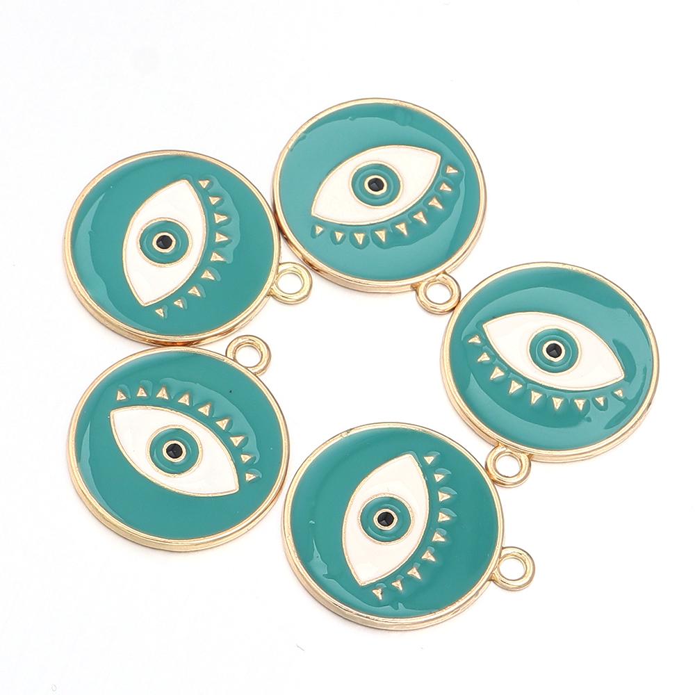 5pcs/lot Round Enamel Charms Single Face Eyes Pendants DIY Gift Accessories Necklace Bracelet Earrings Alloy Pendants Wholesale