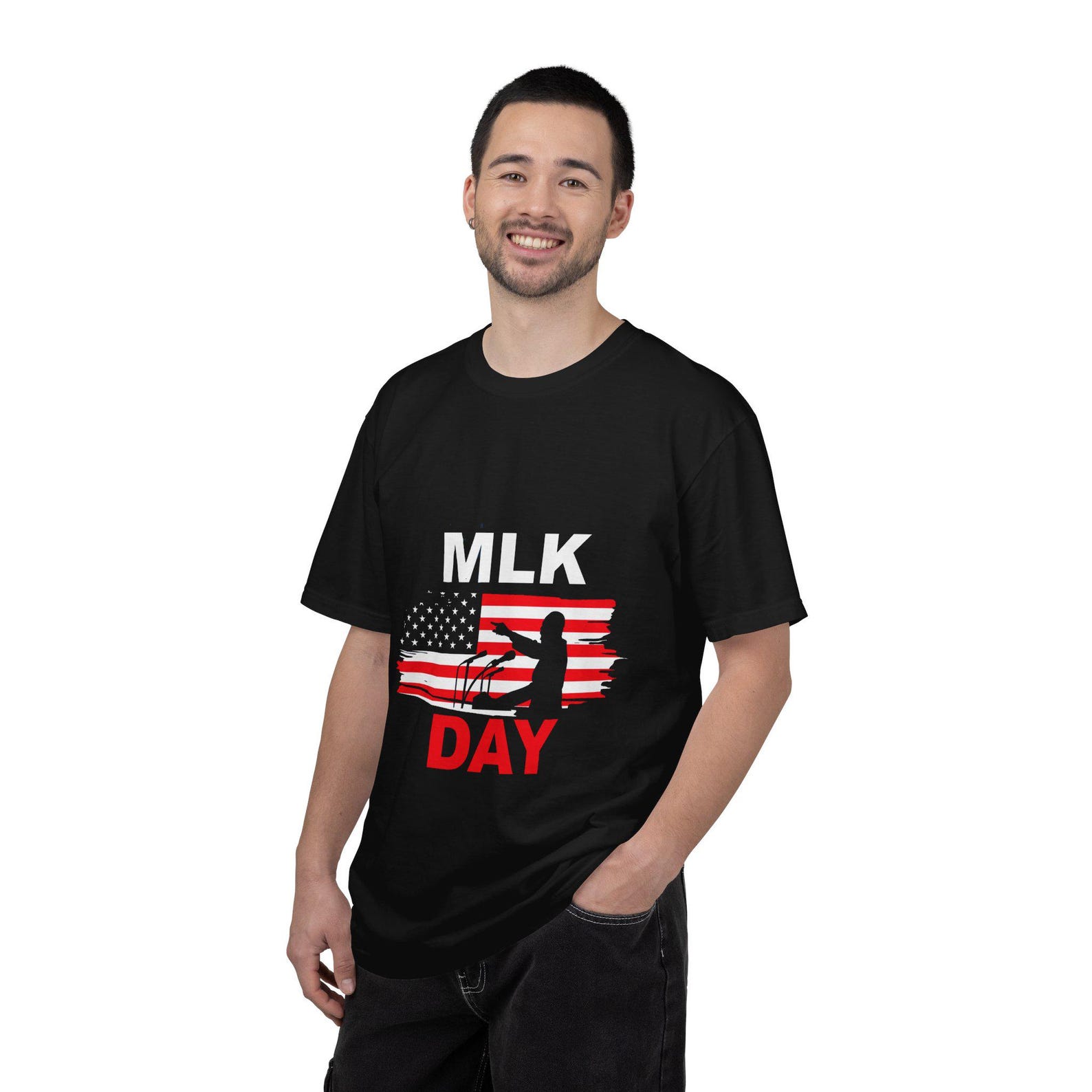 MLK Day silhouette American flag T-Shirt | MLK Day Tee 4XL