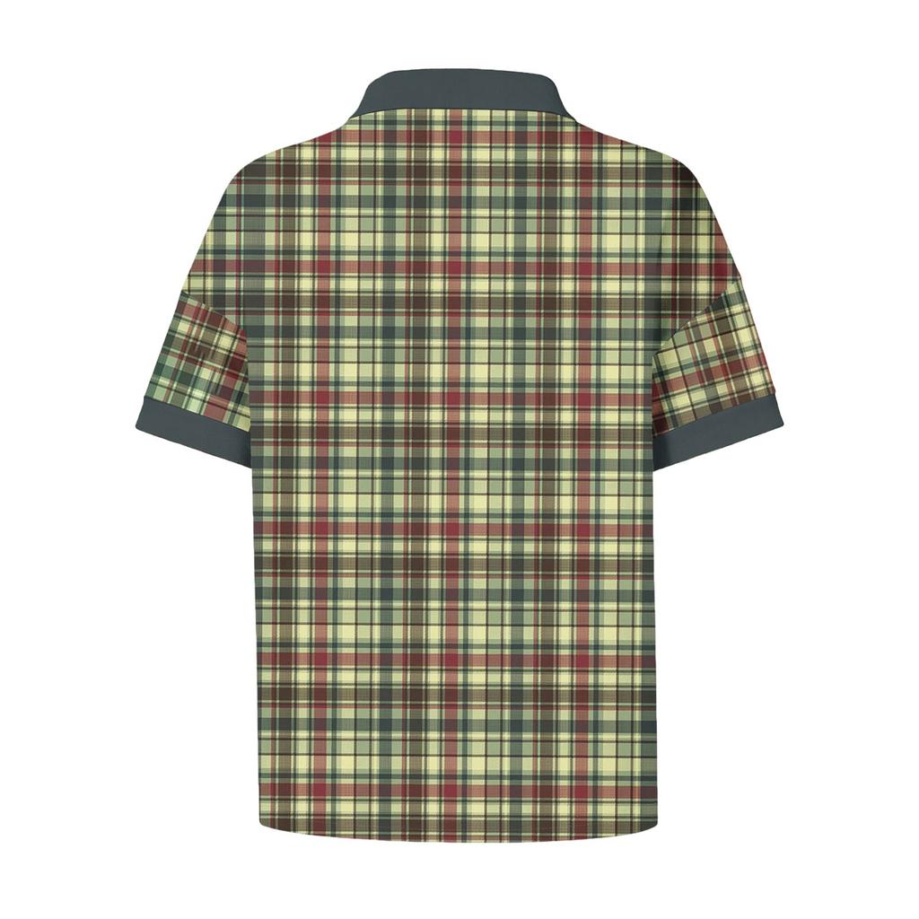 Damen modisches und lässiges Sommer V-Ausschnitt Patchwork Kurzarm Karoprint Top