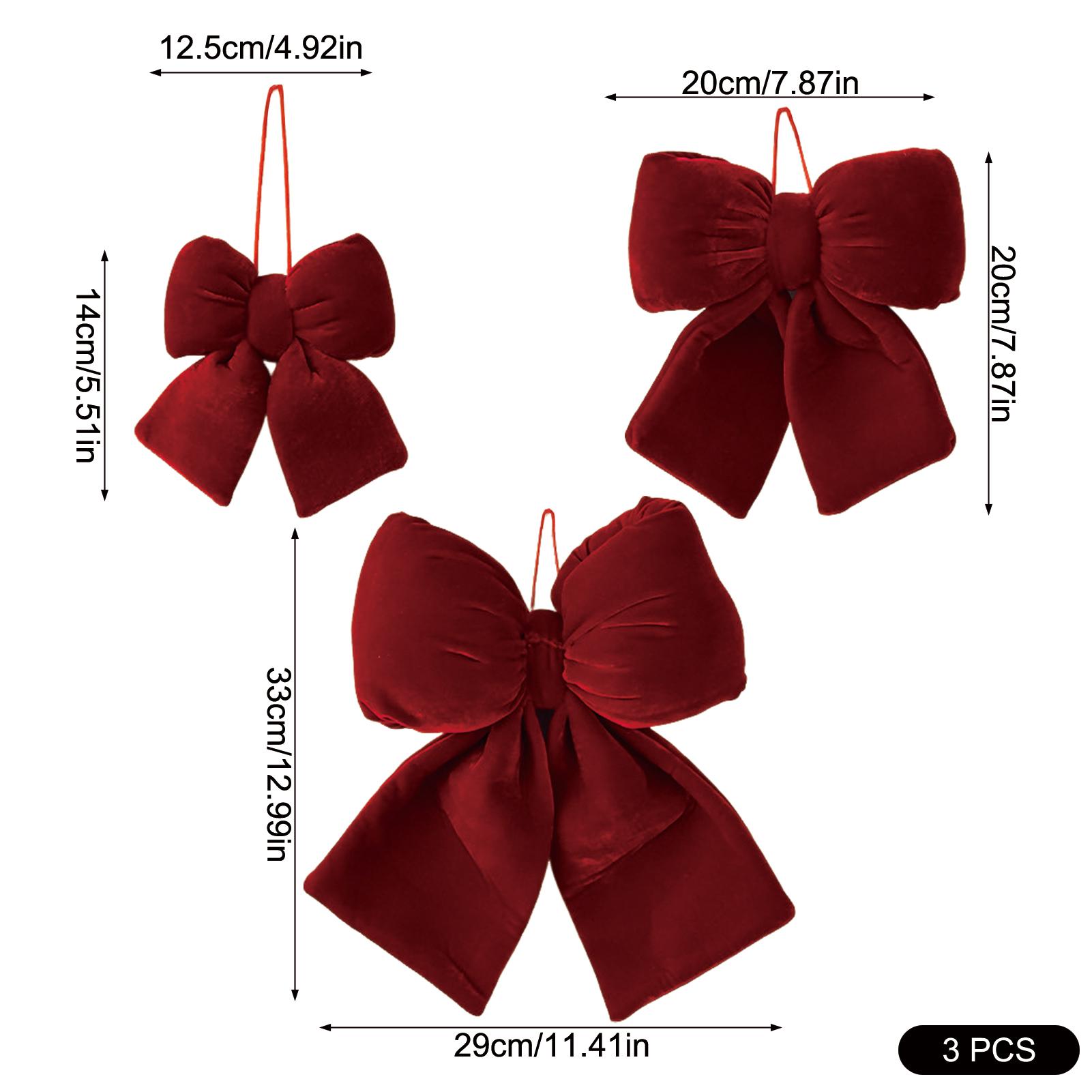 

3pcs Christmas Bows Tie Decorations Red Large Bowknot Xmas Tree Wreath Hanging Ornaments DIY Home New Year Party Decor Supplies вино красного