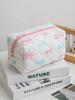 New Bowknot Quilting Women Cosmetic Bag Cute Zipper Travel Makeup Pouch Cotton Aesthetic Storage Bag Skincare Organizer