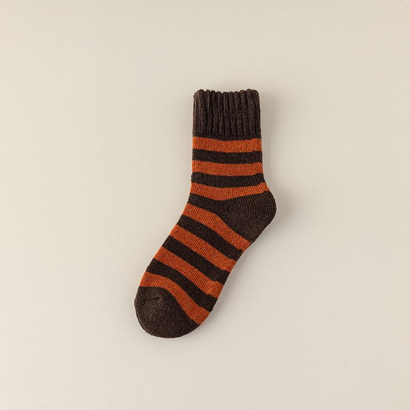 Men's Autumn and Winter Style Plus Velvet and Thick Warm Wool Striped Socks