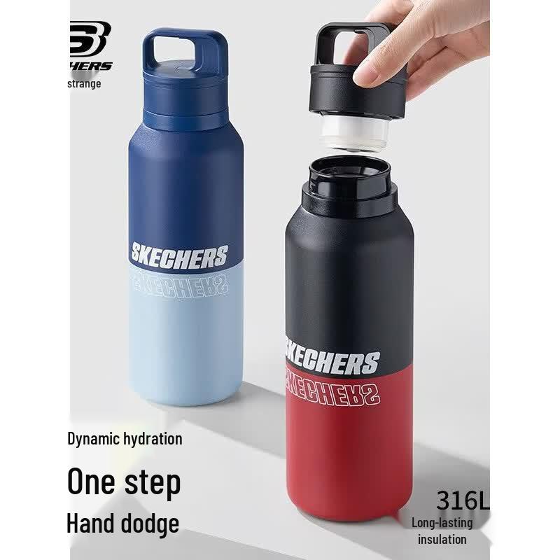 Skechers SPORTY One-Touch Portable Stainless Steel Water Bottle