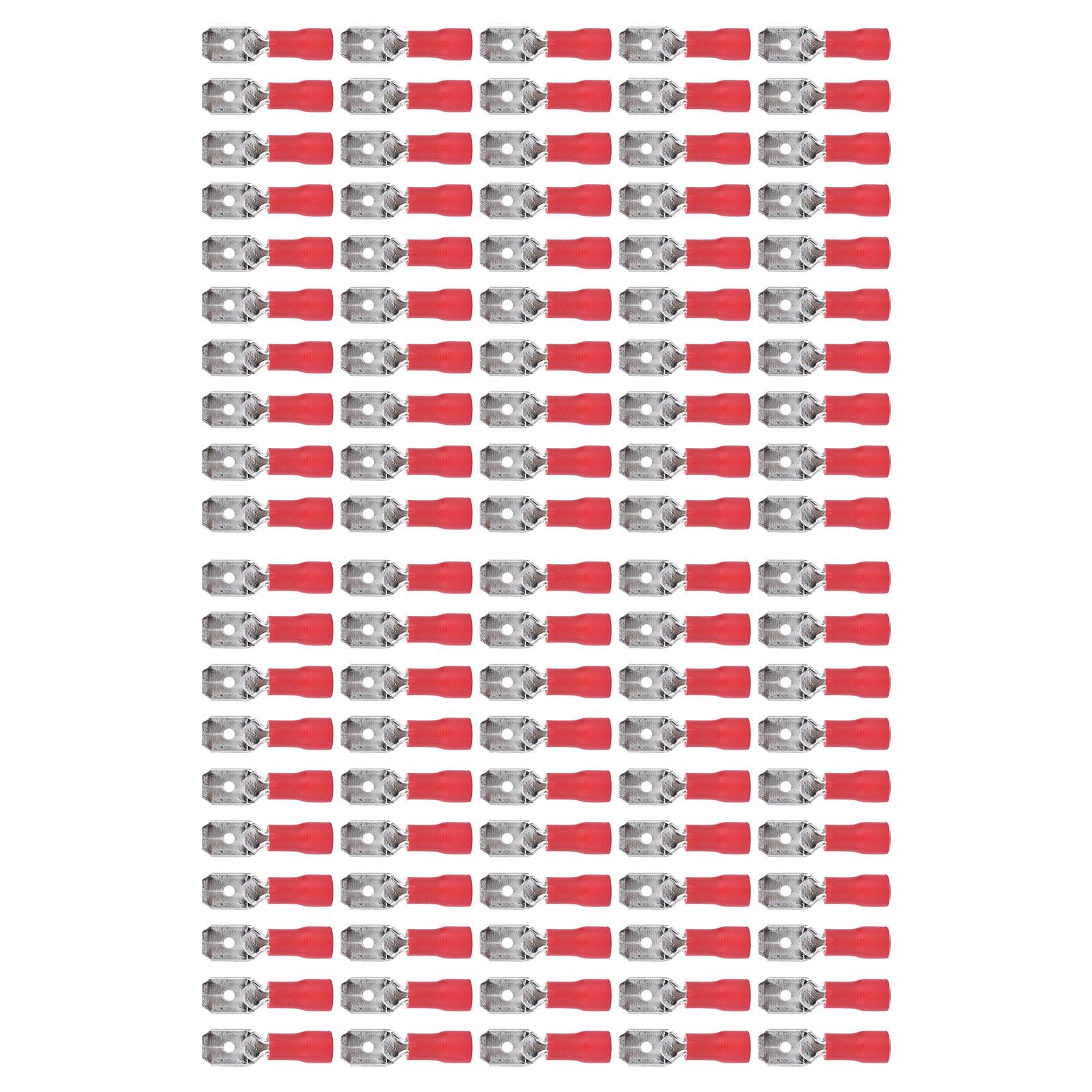 

100Pcs Insulated Spade Wire Connector Copper PVC Electrical Crimp Terminal for Household 22‑16AWGMDD1.25 250