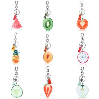 Chaveiro de Frutas de Verão Maçã Melancia Casca Abacaxi Kevi Argola Chaveiro Frutas Frescas Joia