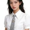 Student Pre Tied Neck Ties Preepy Look Pearls Star Metal Chain Dark Tie Cravat Neck Wear Accessories