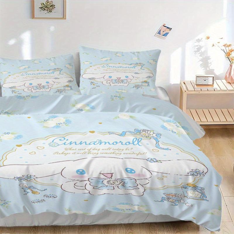 

3 шт. Цветы Киннаморолл Sanrio Комплект постельного белья Включает пододеяльник и наволочки, Подходит для всех сезонов S028 135x200cm