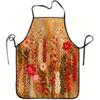 1pc Autumn Red Floral Print Apron, Durable and Easy To Clean, Adjustable Waistband, Polyester Material, for Kitchen Cooking, Gardening, Orchard Pickin