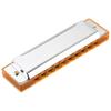 Uxcell 10-Hole, 20-Tone C Harmonica, Mouth Harmonica, Toy for Adults and Beginners, Educational, Orange and Silver