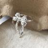 Geometric Design Tassel Bowknot Rings Finger Adjustable Sterling Silver Rings  Party Jewelry
