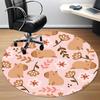 1PC Capibala Floral Office Round Area Rug, Indoor Mat Suitable ForOffice, Under Office Chairs Bedroom Living Room Home Decor, Room Deco F180