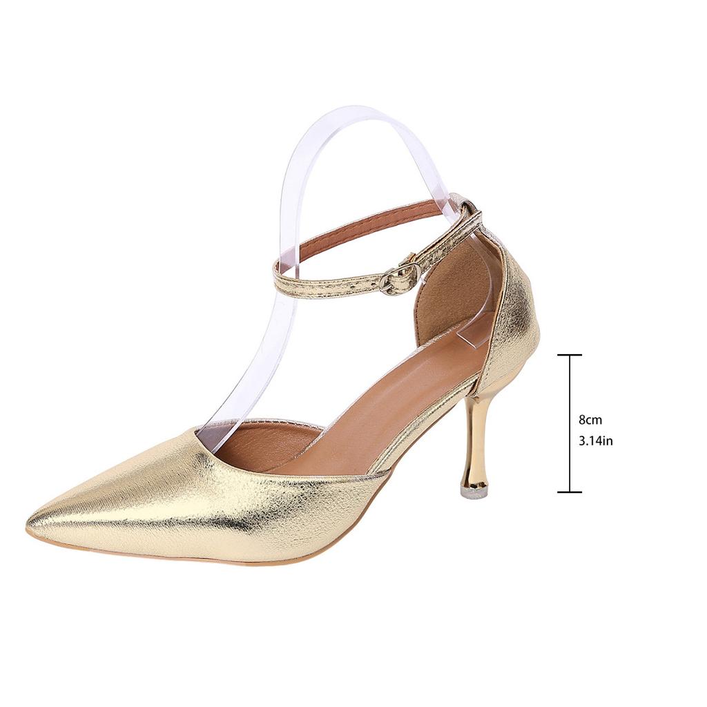 Plus Size Shoes for Women Summer Fashion Women Buckle Strap Pointed Toe High Heel Platform Non-slip Sandals Casual Women Sandals
