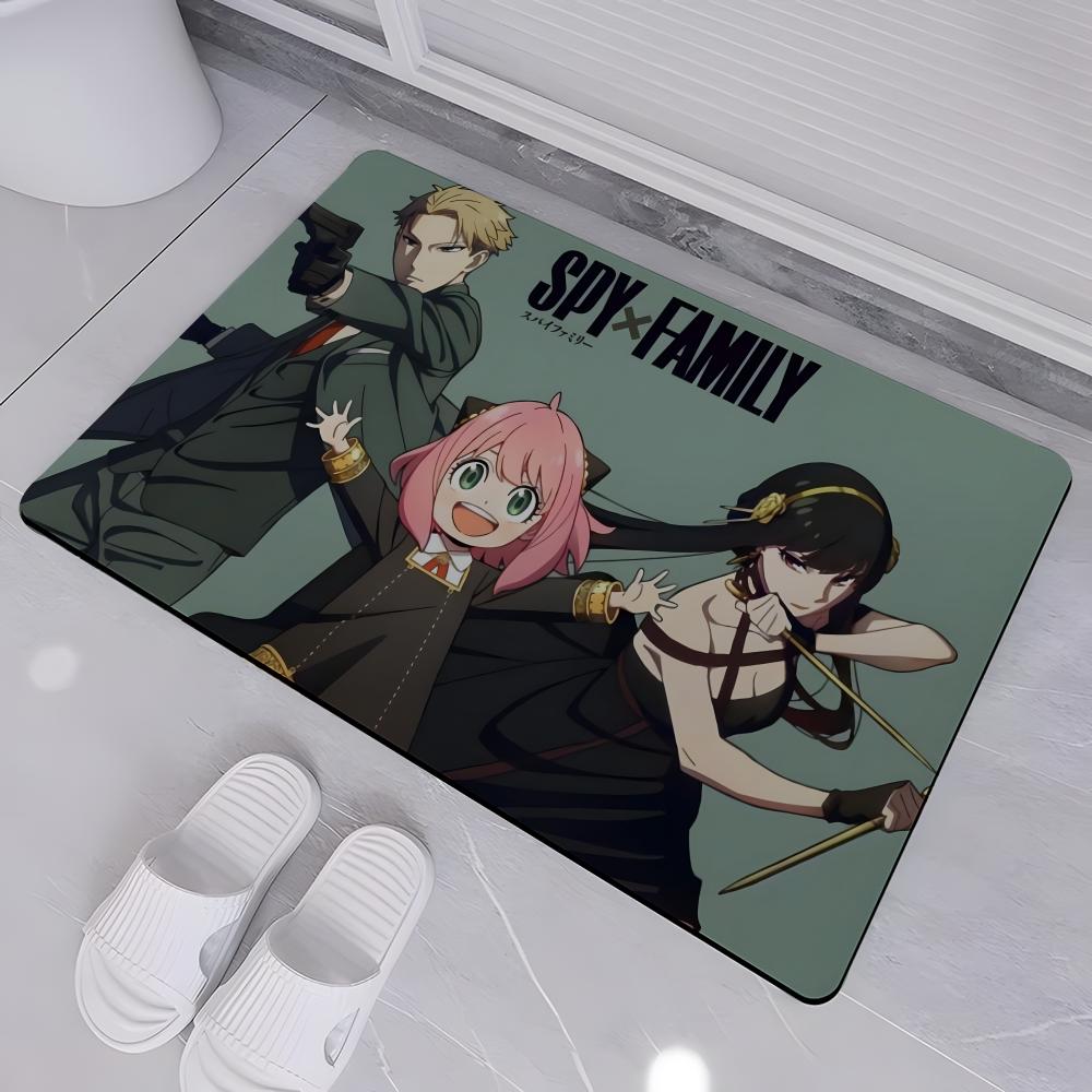 ANIME S-Spy Family Floor Mat Absorbent Floor Mat Non-Slip Entrance Rug for Bathrooms Restrooms and Toilets