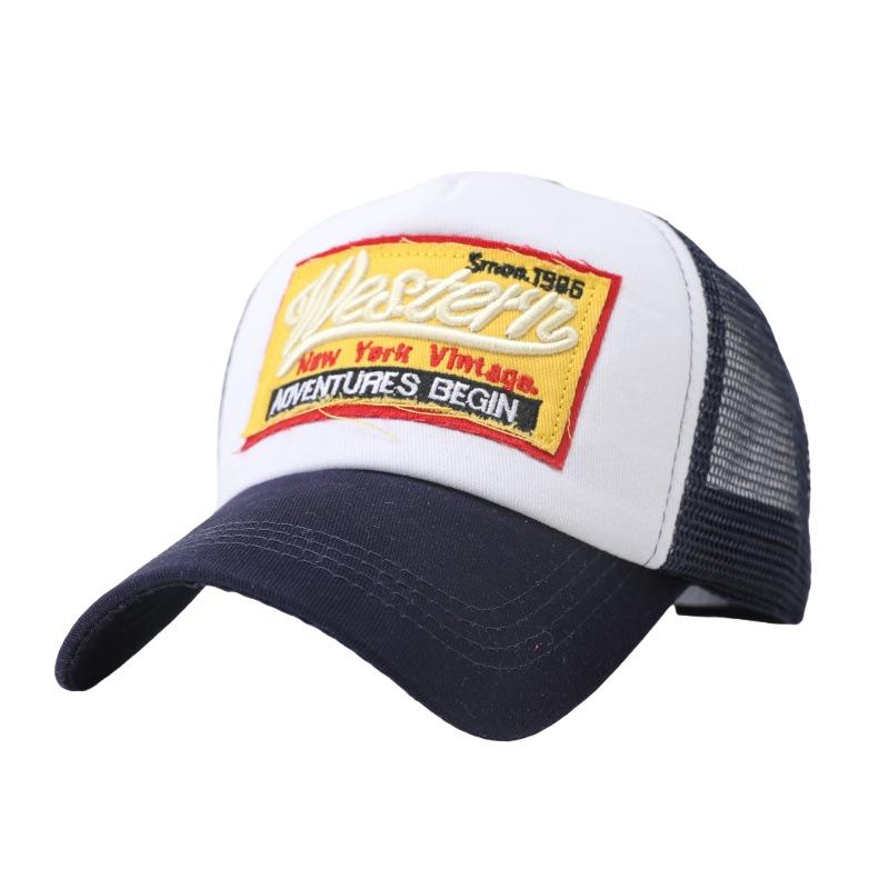 European and American popular wester baseball cap hip hop mesh hat sticker letter visor men's and women's caps