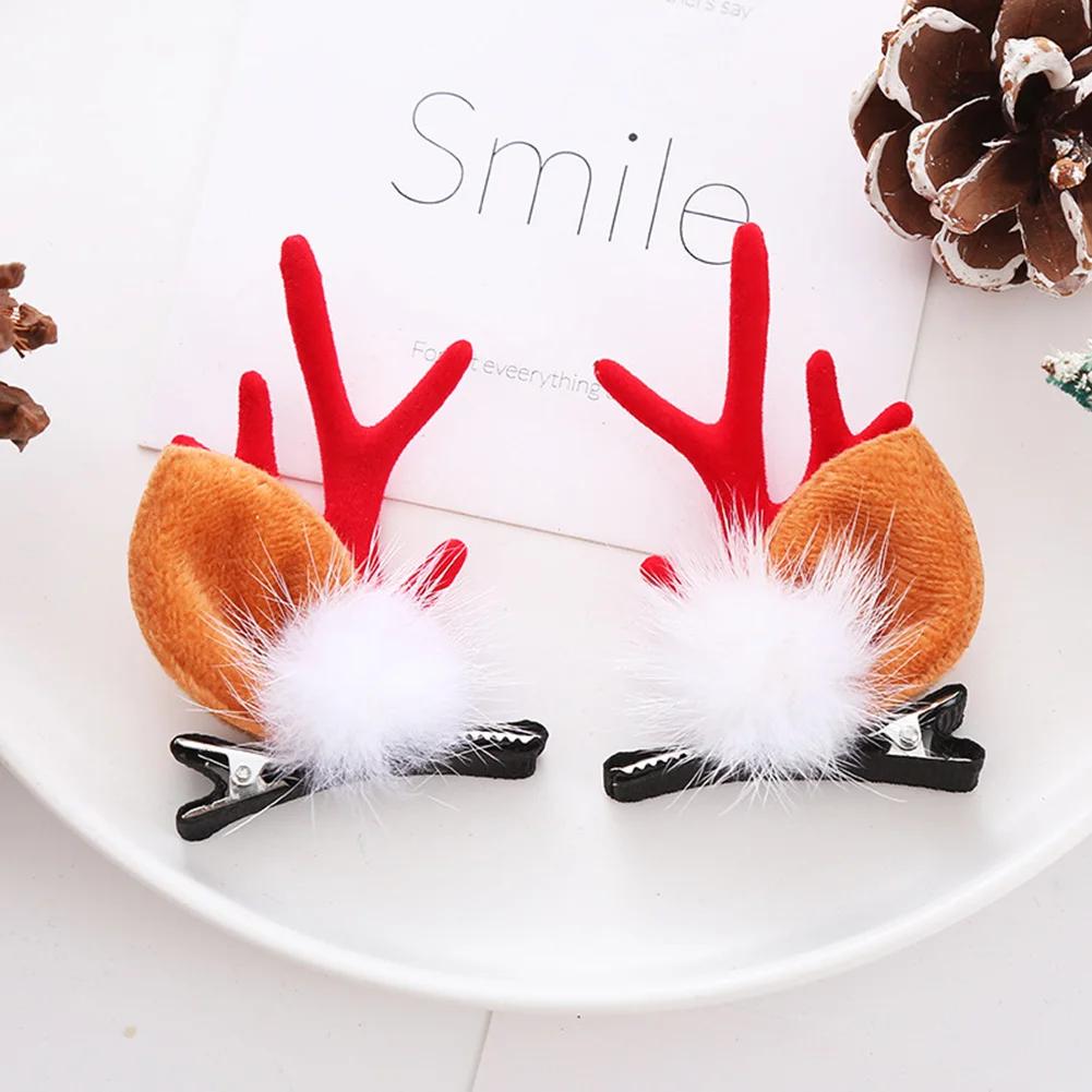 Christmas Decorative Deer Antler Hair Clip Party Costume Accessory Halloween Adult Hair Card Adorable Girl Heart Festival Gift