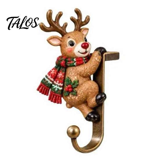 Metal Holiday Ornament Hooks Christmas Stocking Holders for Mantle, Santa Claus/Reindeer/Nutcracker/Red Bird Fireplace Heavy Duty Hangers Hangers,