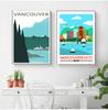 Rain City Canada Vancouver Map Vintage Retro Travel Classic Canvas Paintings Kraft Posters Wall Stickers Home Decor Family Gift No Frame