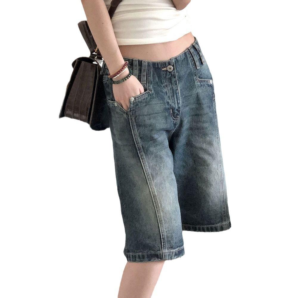 Cropped Jeans for Women Low Waist Baggy Denim Trousers  Plus Size