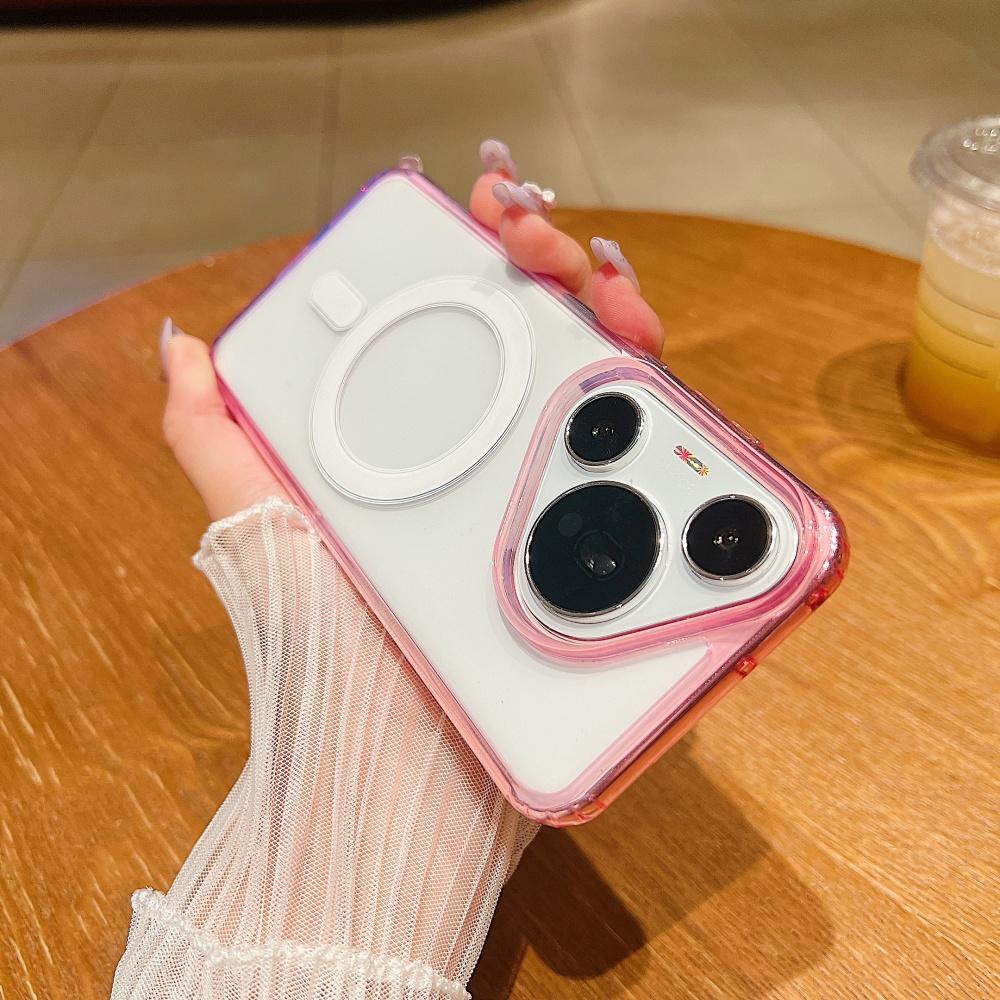 

Transparent Gradient Color PC For Magsafe Magnetic Phone Case For HuaWei Mate 70 60 P70 Pro Ultra Wireless Charge Bumper Cover Huawei Mate 60 Pro