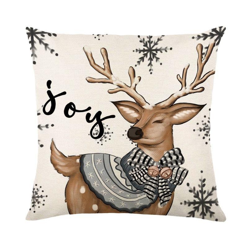 

Festive Christmas Cushion Covers with Reindeer, Snowman, and Tree Designs - 45cm, Neutral Tones 45 * 45cm серый