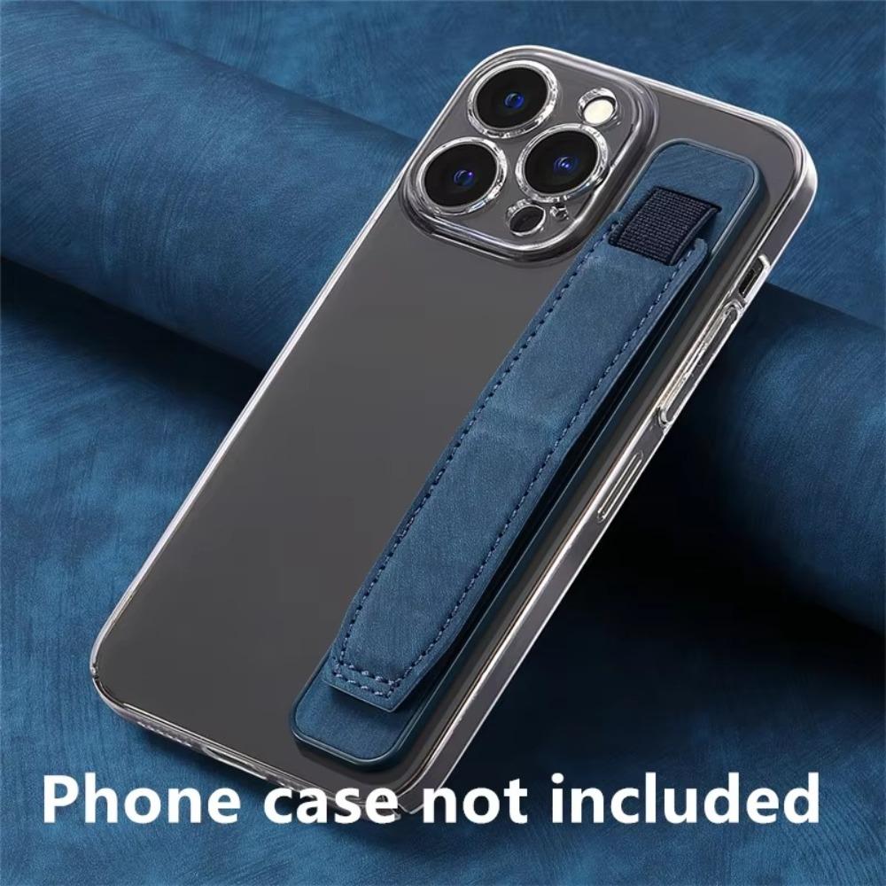 New Wristband Phone Finger Grip Strap Telescopic PU Leather Cell Phone Holder Self-adhesive Bracket for Most Smartphone