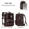 Men's Genuine Leather Expandable Large Capacity Shoulder Backpack for Business Travel