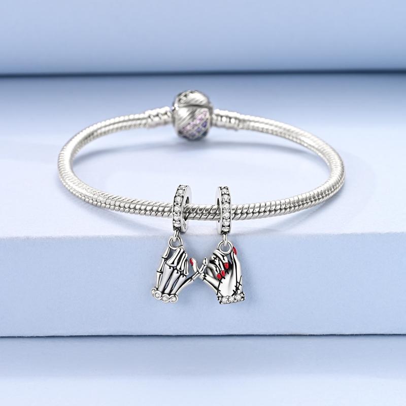 Original Copper Charm Bead Two Hands Pinky Promise Pendant Fit Original Bracelet For Women Diy Jewelry Friend Gift