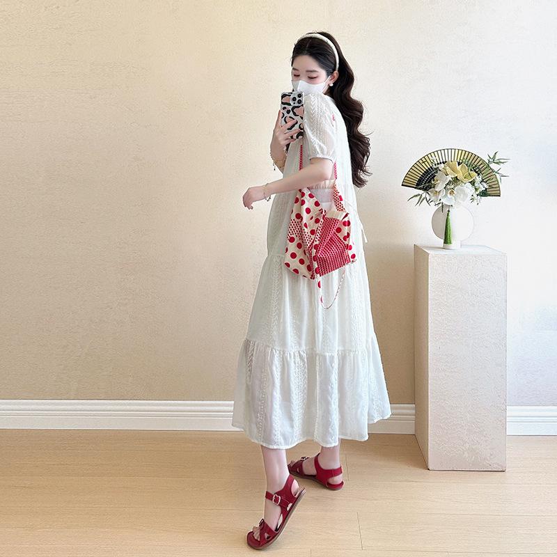 Maternity Summer Dress 2026: Simple, Fashionable Korean Loose Fit Plus Size with Embroidery