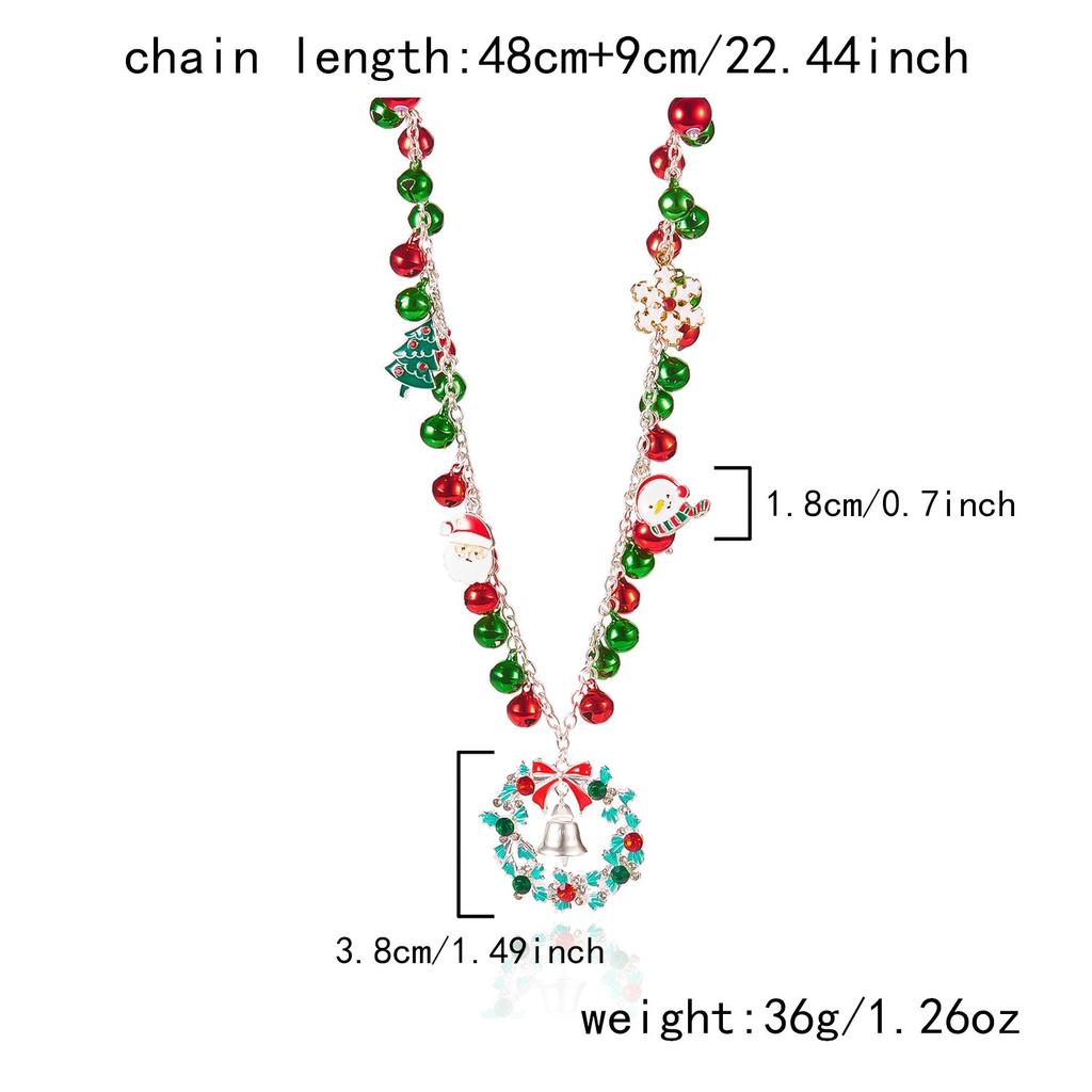 Christmas Style Multi-element Pendant Necklace Gold Snowman Gingerbread Man Necklace Festive Atmosphere Wearing Accessories