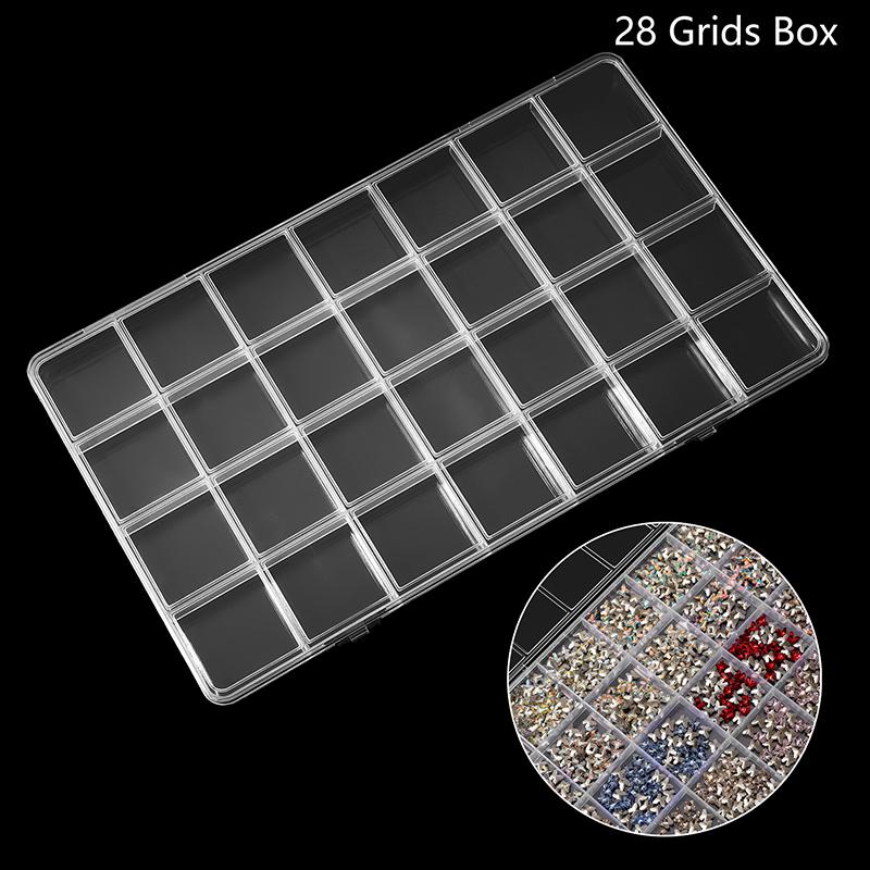 28 Grids Nail Charms Diamond Jewelry Storage Box Clear Nail Art Rhinestones Tool Diy Display Storage Case Organizer Box Salon