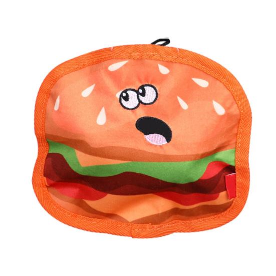 

Interactive Pet Toys Thickened Oxford Cloth Bite Resistant Squeaky Dog Chew Toys with Sound Food Shapes Burger Pizza Popcorn for Teeth Cleaning Play A
