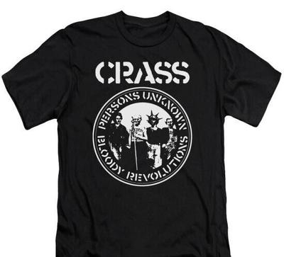 T-shirt Crass Persons Unknown / Bloody Revolutions, Maglietta Unisex Rock Punk Gotica