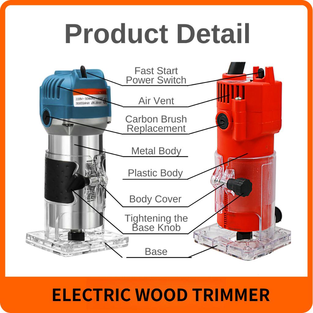 800W Handheld Engraving Slotting Router Portable Woodworking Power Tool High Power Electric Wood Trimmer