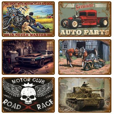 Retro Blechschild Bar Cafe Club Garage Auto Pub Vintage Metallschild Plakette Malerei Motorrad Eisen Home Dekoration Wanddekor Kunst
