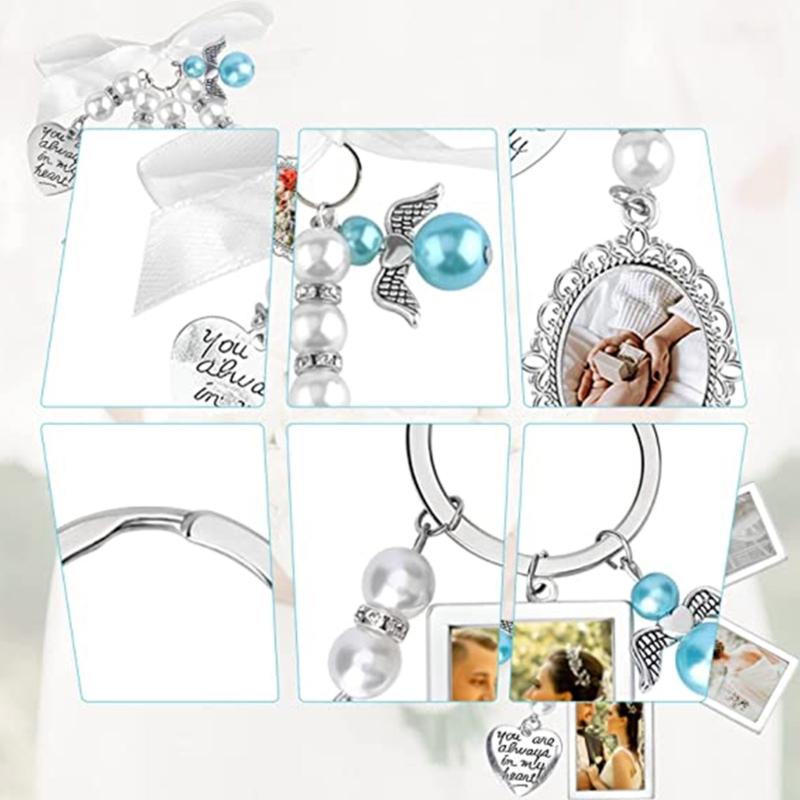 Wedding Bouquet Lace Oval Bridal Charm Bridal Bouquet Charm Angel Wing Photo Bouquet Charm Commemorative Pendant