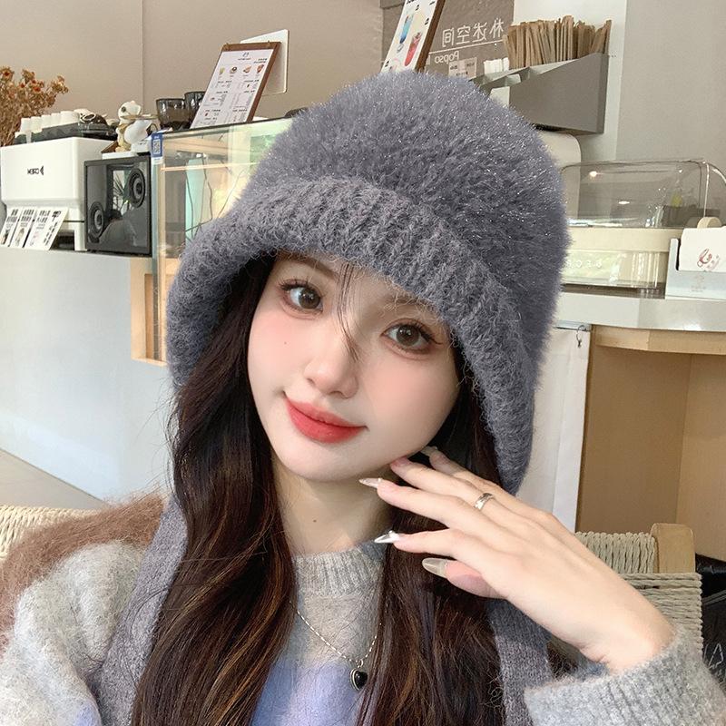 Lei Feng Hat Women's Autumn and Winter Korean Version Thickened Warm Ear Protection Knitted Woolen Hat Large Head Circumference Balaclava
