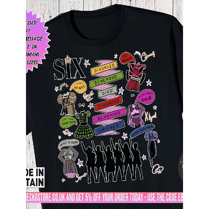 Summer Sleeves Men s O-Neck 100% Cotton Short Sleeve Six The Musical Official Broadway West End Theater T-Shirt Unisex Adult Short Sleeve Round Neck S