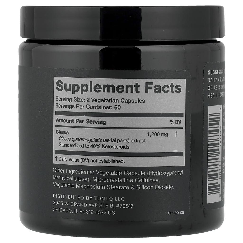 Toniiq, Cissus Quadrangularis, 120 Capsules (600 Mg Per Capsule)