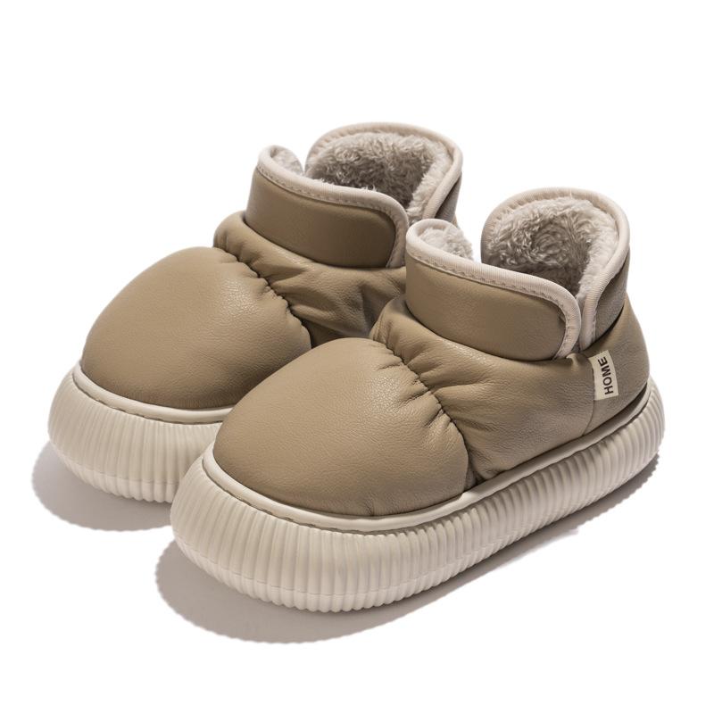 New high-grade waterproof PU versatile cotton shoes winter velvet warm thick sole heightening non-slip all-inclusive heels