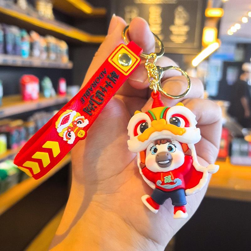 Tingming 2026 Year of the Horse Keychain - Red Rope, Creative PVC Gift for Students and Companies